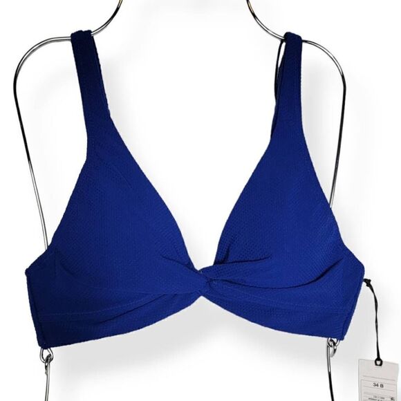 Shade & Shore Midnight Blue Twisted Front  Bikini Top 34B - Picture 1 of 4